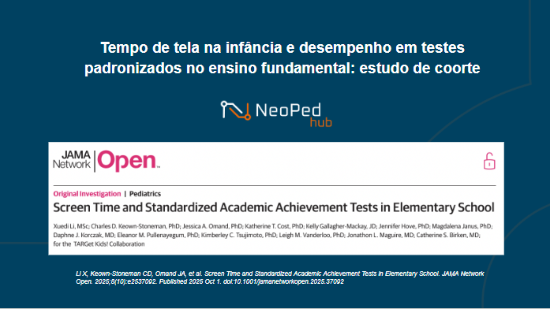 Tempo de tela na infância e desempenho em testes padronizados no ensino fundamental: estudo de coorte