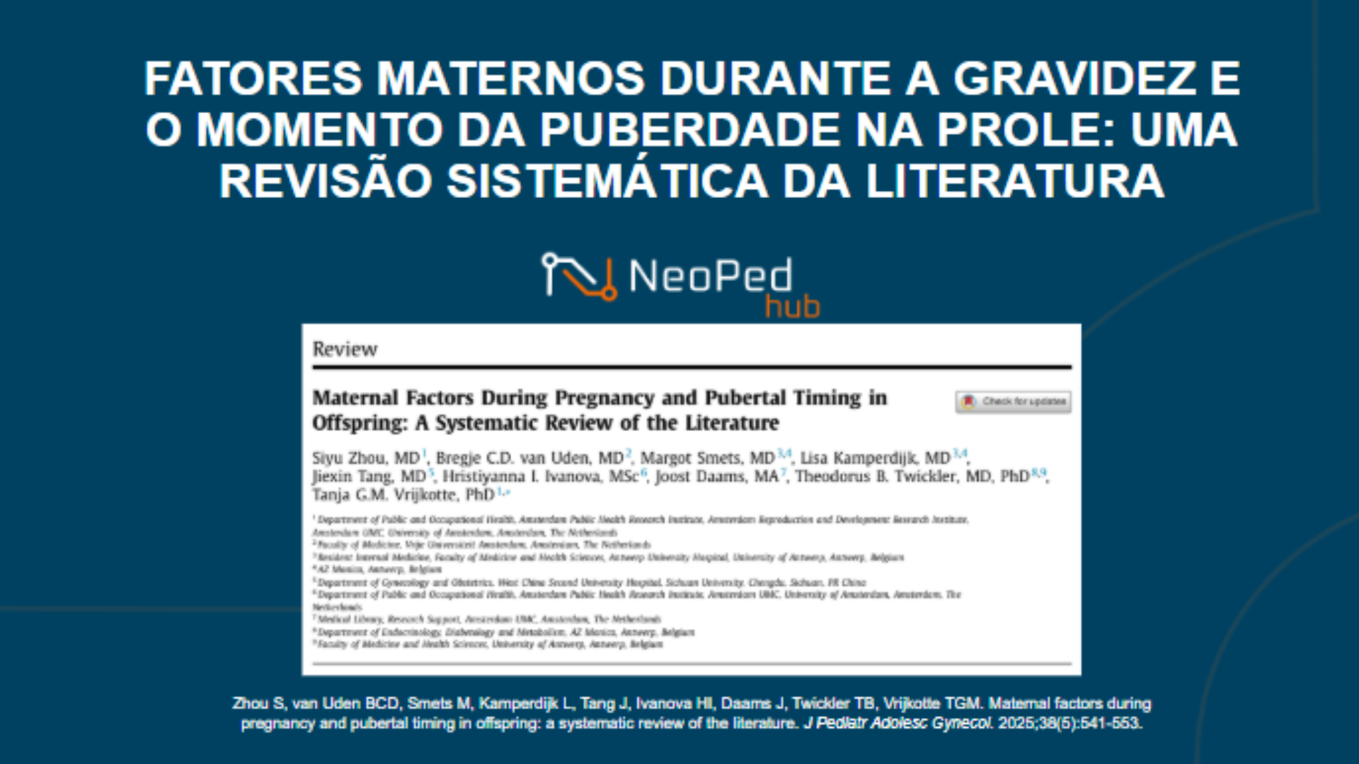 FATORES MATERNOS DURANTE A GRAVIDEZ E O MOMENTO DA PUBERDADE NA PROLE: UMA REVISÃO SISTEMÁTICA DA LITERATURA