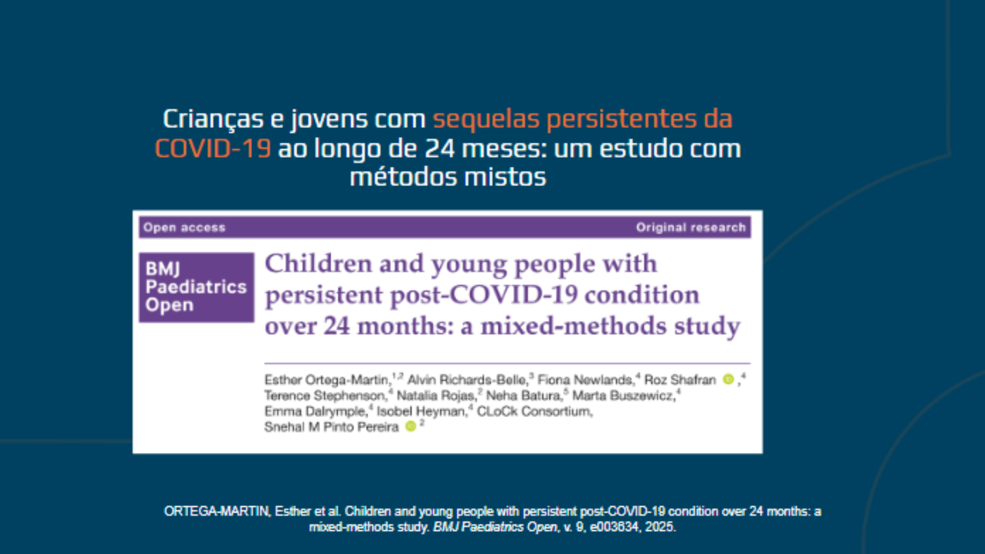 Crianças e jovens com sequelas persistentes da COVID-19 ao longo de 24 meses: um estudo com métodos mistos