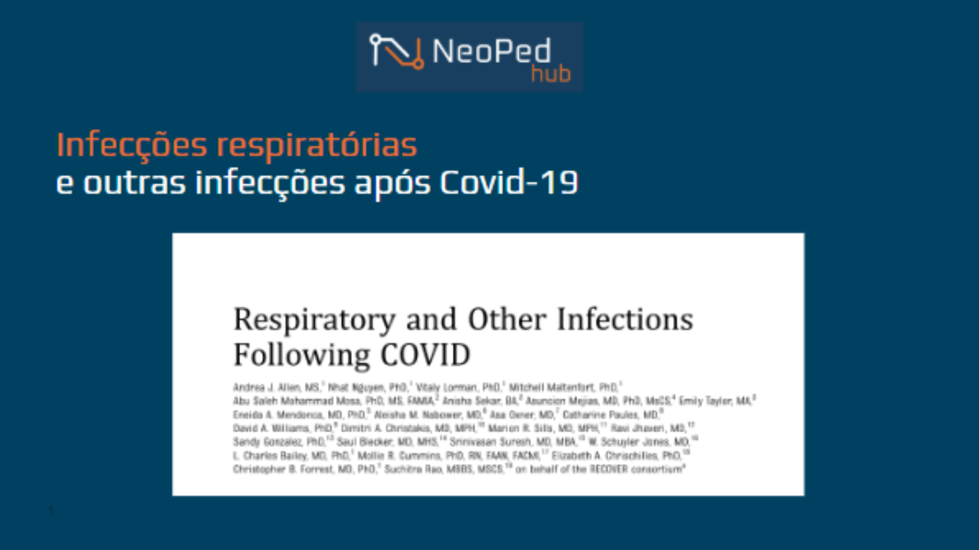Infecções respiratórias e outras infecções após Covid-19