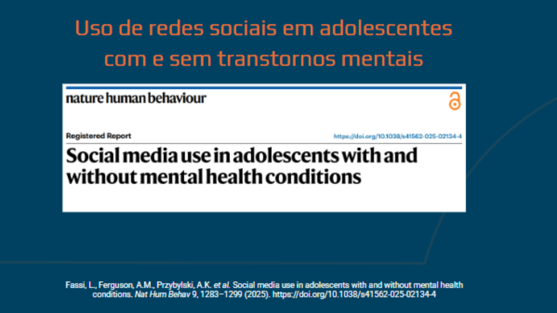 Uso de redes sociais em adolescentes com e sem transtornos mentais