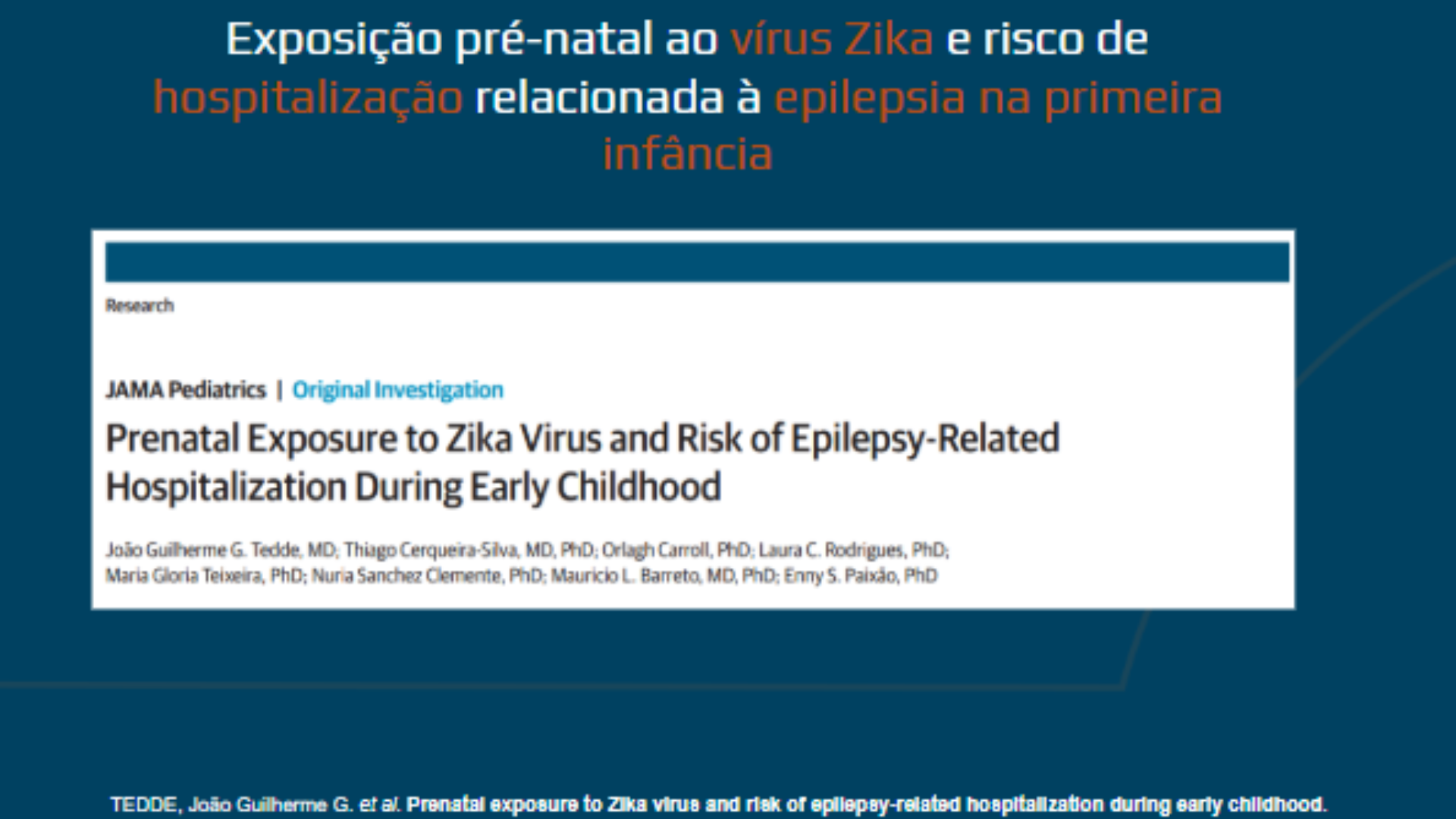 Exposição pré-natal ao vírus Zika e risco de hospitalização relacionada à epilepsia na primeira infância